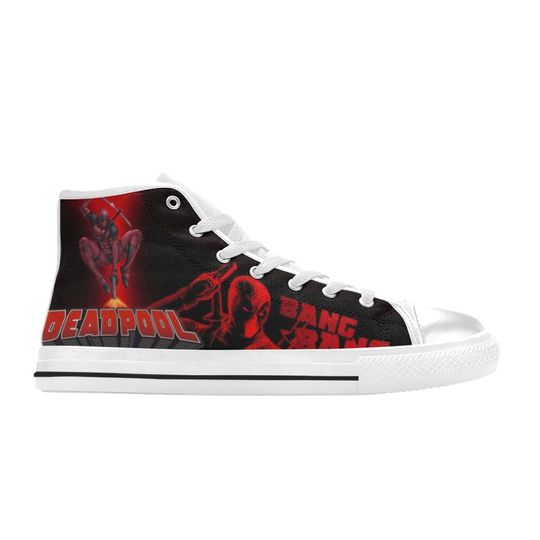Deadpool Canvas High Top Sneakers, Bang Bang Deadpool Shoes