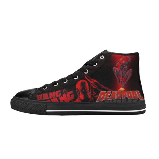 Deadpool Canvas High Top Sneakers, Bang Bang Deadpool Shoes