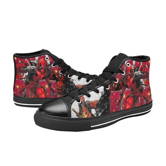 Deadpool Canvas High Top Sneakers, Deadpool Shoes For Gift
