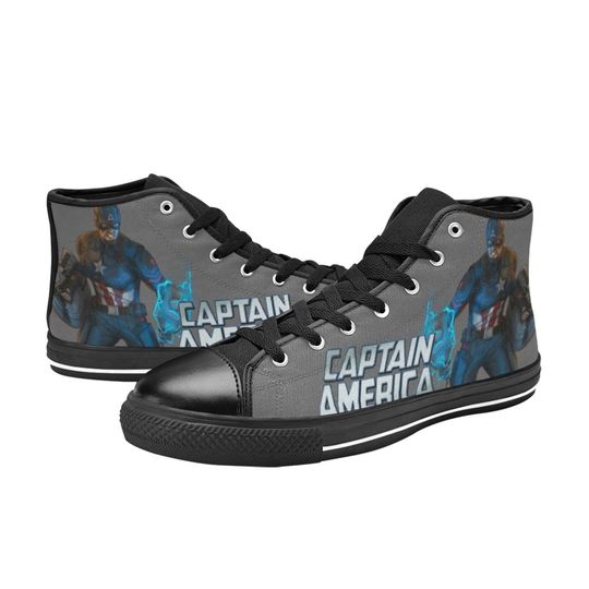 Captain America Canvas High Top Sneakers, America Hero High Top Sneakers