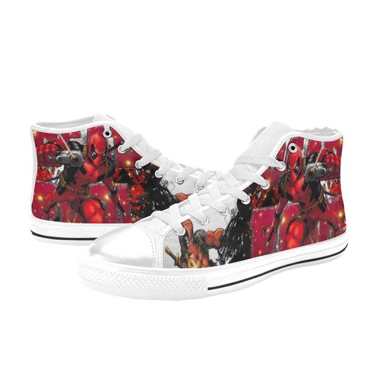 Deadpool Canvas High Top Sneakers, Deadpool Shoes For Gift