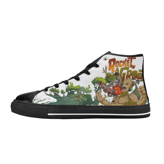 Rocket & Groot High Top Sneakers, Disney Groot Shoes