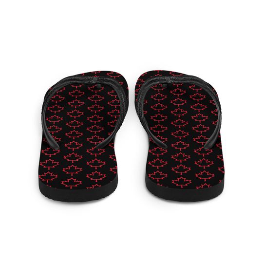 Flip-Flops Black Red Canadian Canada Support Summer Unisex