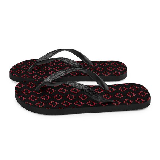 Flip-Flops Black Red Canadian Canada Support Summer Unisex