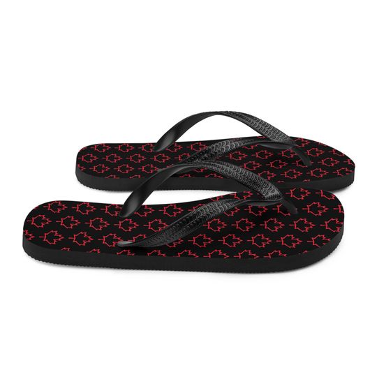 Flip-Flops Black Red Canadian Canada Support Summer Unisex