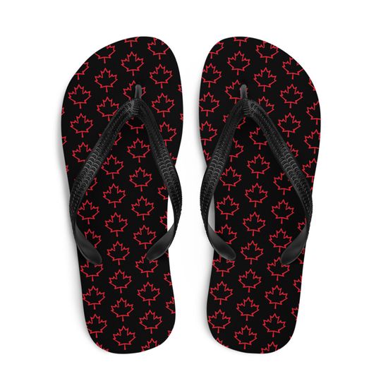 Flip-Flops Black Red Canadian Canada Support Summer Unisex