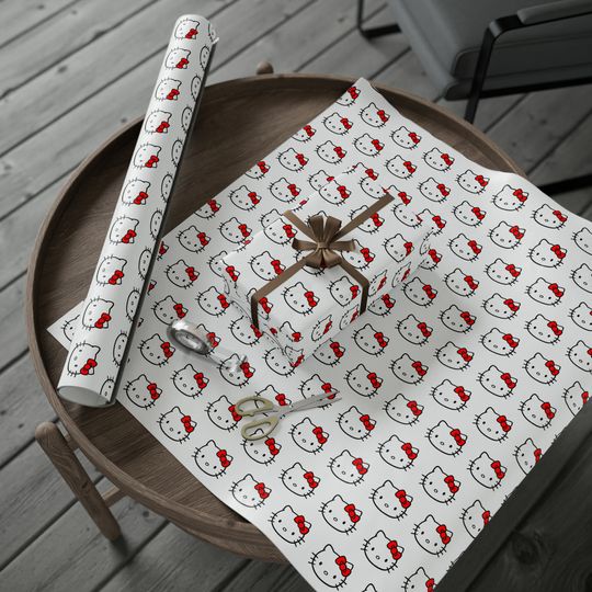 Hello Kitty Wrapping Paper Roll, Birthday Gift Wrap, Hello Kitty Gift Wrap, Wrapping Paper Roll