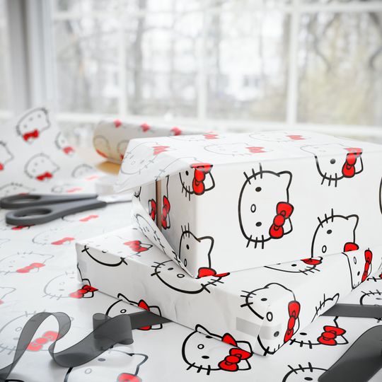 Hello Kitty Wrapping Paper Roll, Birthday Gift Wrap, Hello Kitty Gift Wrap, Wrapping Paper Roll