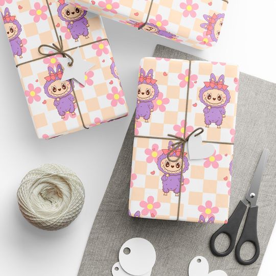 Labubu Gift Wrap, Cute Wrapping Paper for Birthday & Party Supplies
