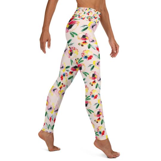 Watercolor Floral Yoga Leggings