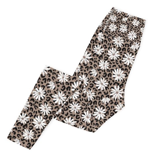 Leopard and Daisies Yoga Leggings