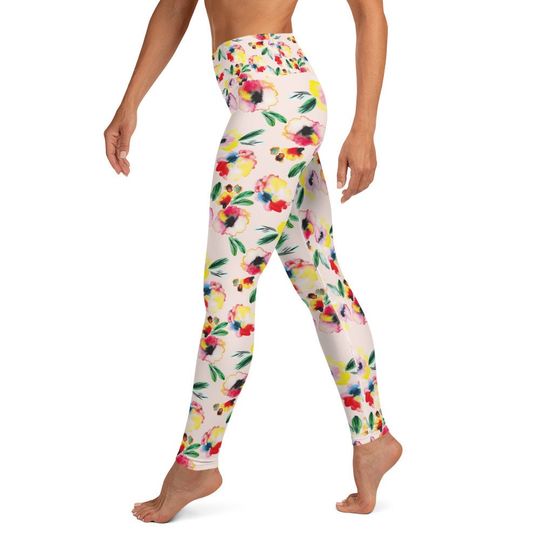 Watercolor Floral Yoga Leggings