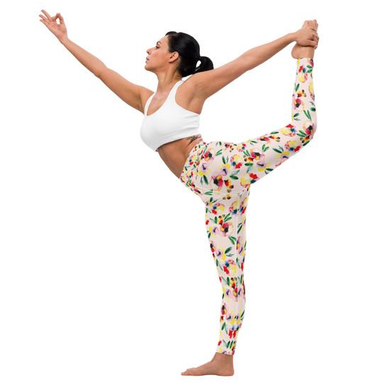 Watercolor Floral Yoga Leggings