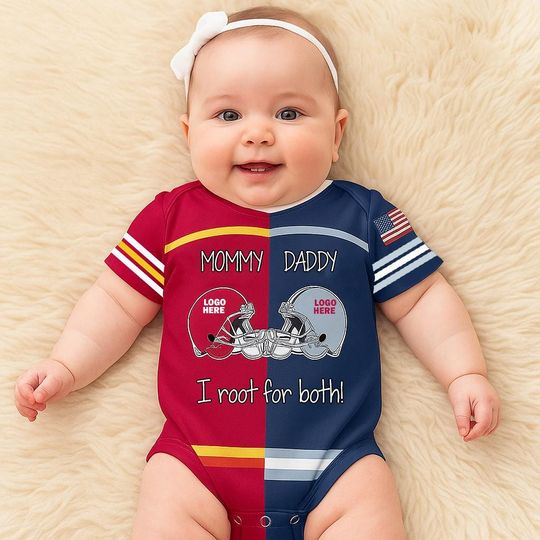 Custom Two Football Team Baby Bodysuit, House Divided Football Toddler and Youth Jersey, House Divided Kid's Shirt, Split Team Kids Shirt