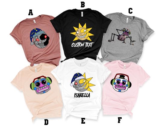 FNAF Sweatshirt, Moon and Sun, Dj Music Man Shirt, Daycare Attendant, Fnaf Security Breach, Five Nights at Freddy's Tee, sun and moon fnaf