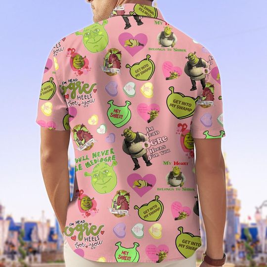 Shrek Face Button Shirt, Shrek And Fiona Shorts, Funny Shrek Shirt, Sassy Shrek Shorts, Button Up Shirt, Halloween Gift