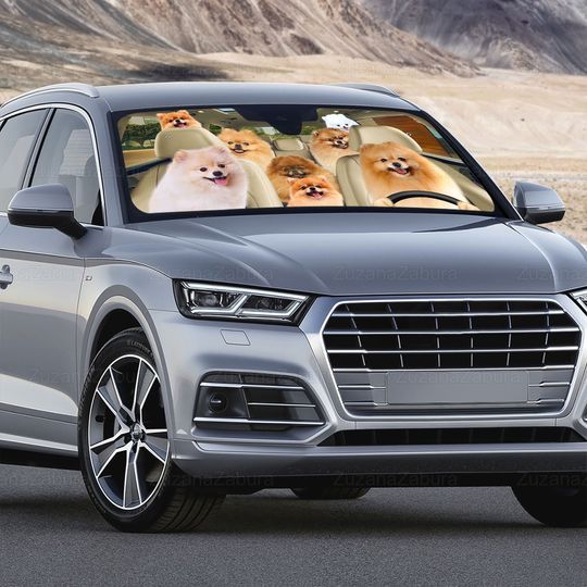 Pomeranian Car Sun Shade, Funny Dog Sunshade