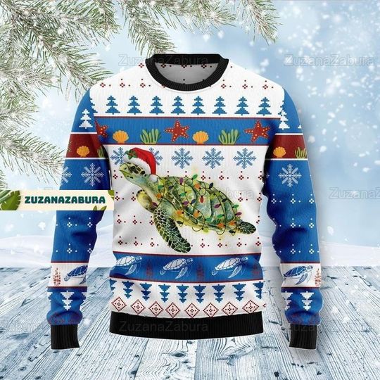 Turtle Ugly Sweater, Sea Turtle Sweater, Christmas Turtle Sweater, Animal Sweater, Animal Christmas Sweater,Turtle Gift