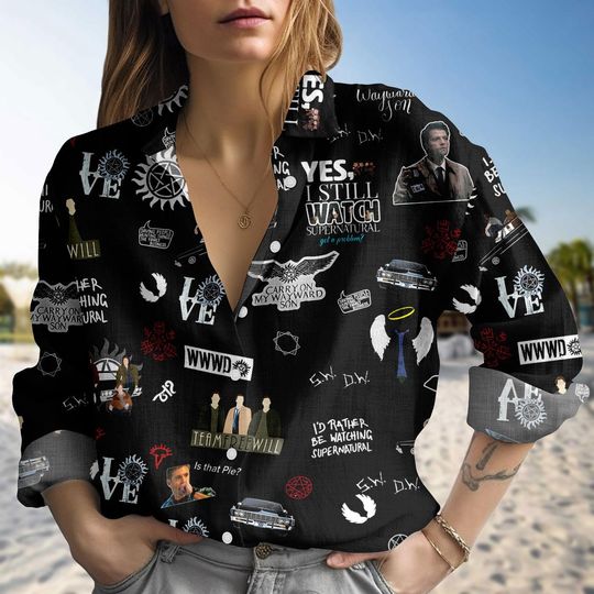 Supernatural Blouse Shirt, Winchester Brother Women Shirt, Retro Supernatural Shirt, Dean Winchester Shirt, Tv Series Gifts