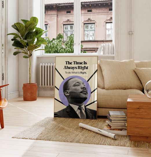 Martin Luther King Jr. Motivational Poster, Black History Month Decor, Civil Rights Movement Art