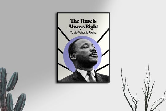 Martin Luther King Jr. Motivational Poster, Black History Month Decor, Civil Rights Movement Art
