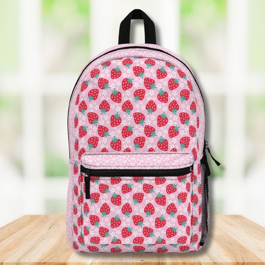 Strawberry Backpack ,back to school, strawberries bag , Pre-k Grad school, high school, fruit backpack