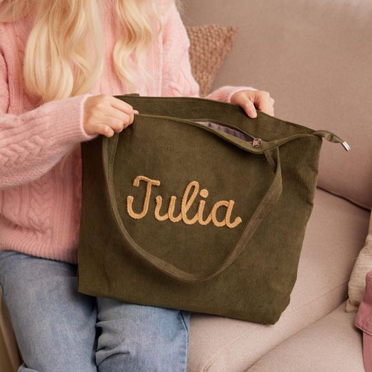Custom Corduroy Tote Bag, Everyday Essential Tote, Travel Crossbody Bag, Valentines Day gift, Mothers Day Gift