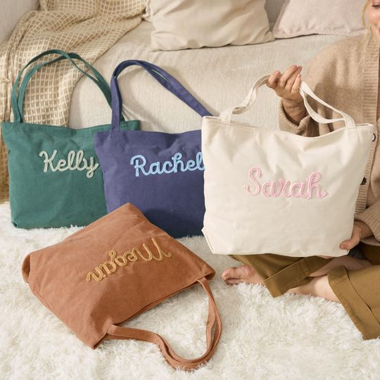 Personalized Corduroy Tote Bag, Travel Crossbody Bag, Women Shoulder Bag, Gift For Her, Eid Gifts For Her