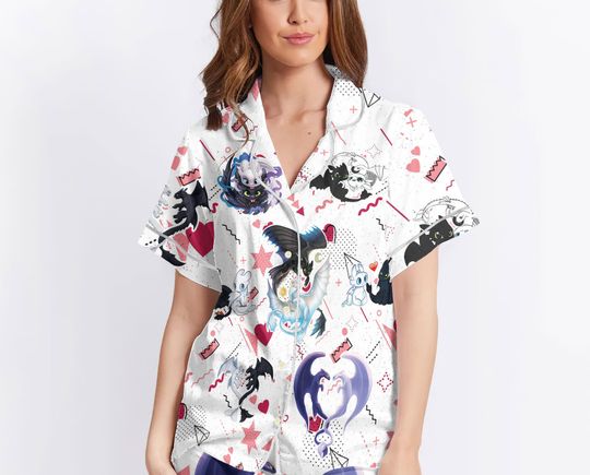 Dragon Toothless Holiday Pajamas, Disney Lovely Couple Valentine's