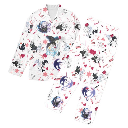 Dragon Toothless Holiday Pajamas, Disney Lovely Couple Valentine's