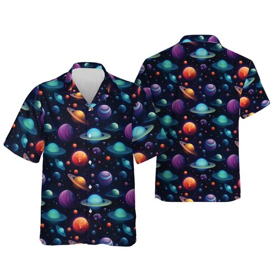 Solar System Hawaiian Shirt, Space Planets Hawaiians