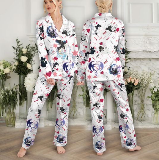 Dragon Toothless Holiday Pajamas, Disney Lovely Couple Valentine's