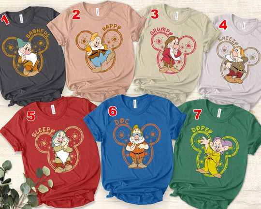 Seven Dwarfs Shirts, Disney Seven Dwarfs, Disney Group Shirts