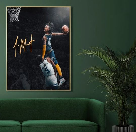 Ja Morant Dunk Canvas Wall Poster, Ja Morant Dunk Poster