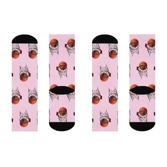 Basketball & Hoop Crew Socks (Pink)