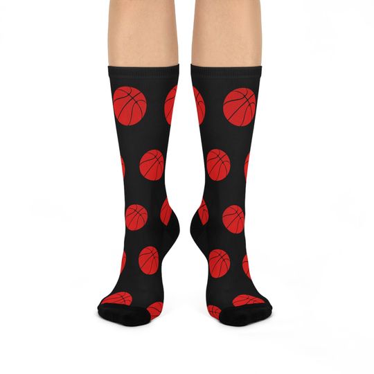 Basketball Crew Socks (Red & Black)