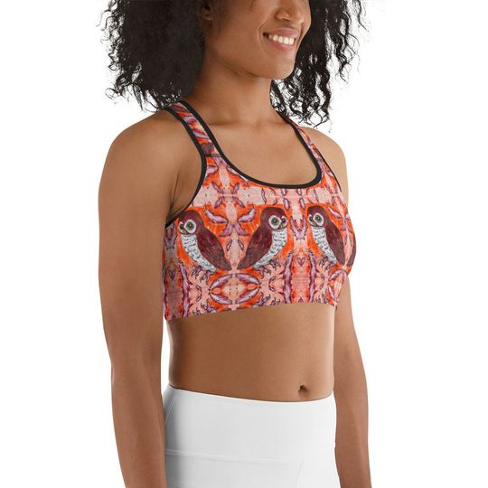 Mahogany Feathered Owl Sports Bra