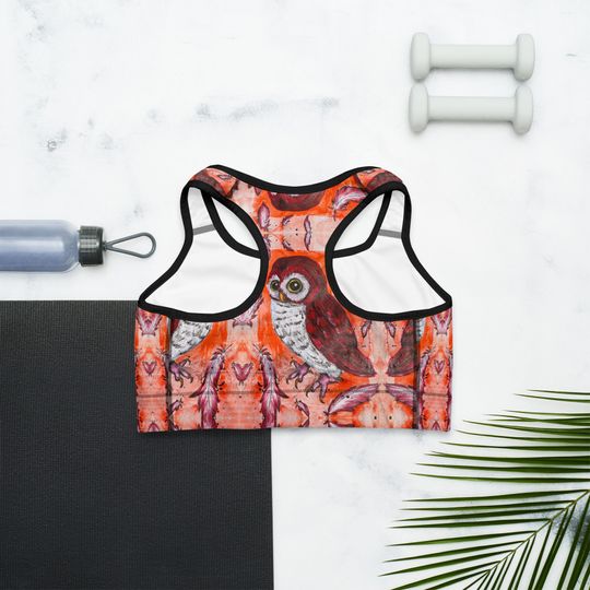 Mahogany Feathered Owl Sports Bra