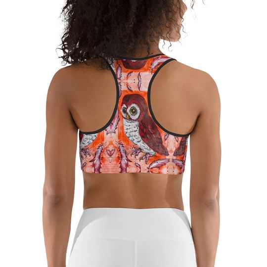 Mahogany Feathered Owl Sports Bra