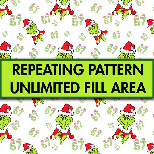 How the funny character Stole 67 - Six Seven Meme  Seamless Pattern - Christmas Wrapping Paper (Digital Download)
