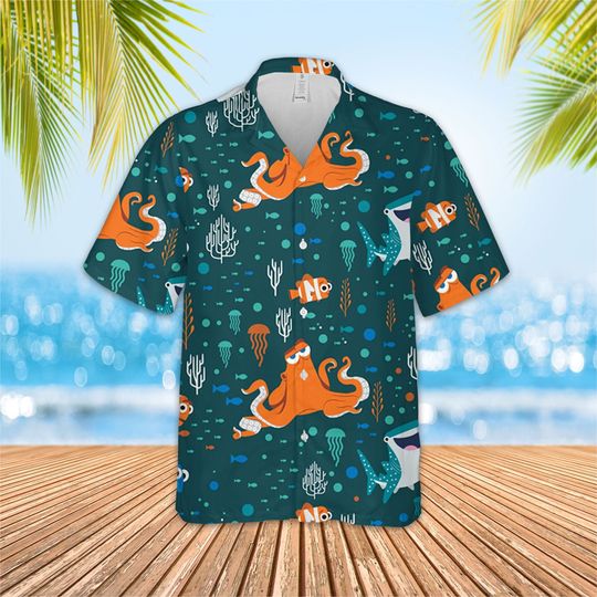 Dark Teal Disney Finding Dory Hawaiian Shirt, Finding Dory Shirt