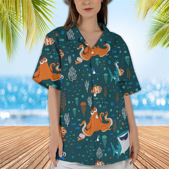 Dark Teal Disney Finding Dory Hawaiian Shirt, Finding Dory Shirt