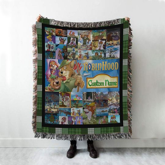 Personalized Robin Hood Blanket, Custom Name Disney Robin Hood Bedding Throw