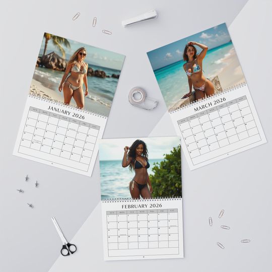 2026 Bikini Babes Wall Calendar with Holidays