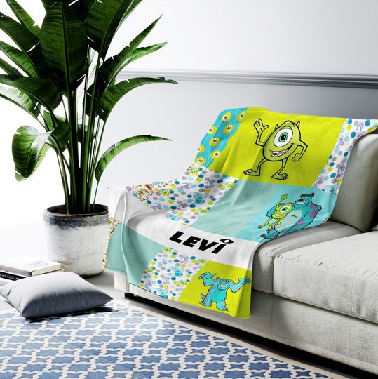 Personalized Monsters Inc Baby Name Fleece Blanket