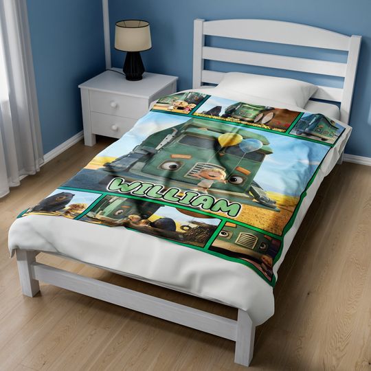 Personalized Trash Truck Blanket, Trash Truck Fleece Blanket