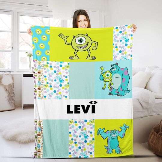 Personalized Monsters Inc Baby Name Fleece Blanket