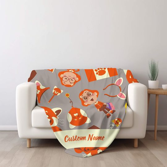 Personalized Name Turning Red Blanket, Disney Fleece Blanket