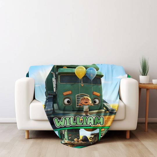 Personalized Trash Truck Blanket, Trash Truck Fleece Blanket