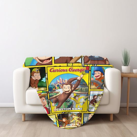 Personalized Curious Quilt George Blanket, Curious George Fleece Blanket